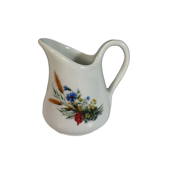 Hoan Pottery French Creamer Wildflower Pattern Poppies Wheat Bachelor Buttons - Picture 1 of 5